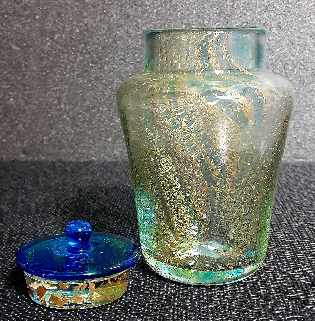 人気ガラス作家【吉本雅塵】作　池袋東武百貨店　【個展出品作品】　金彩ガラス　蓋物
