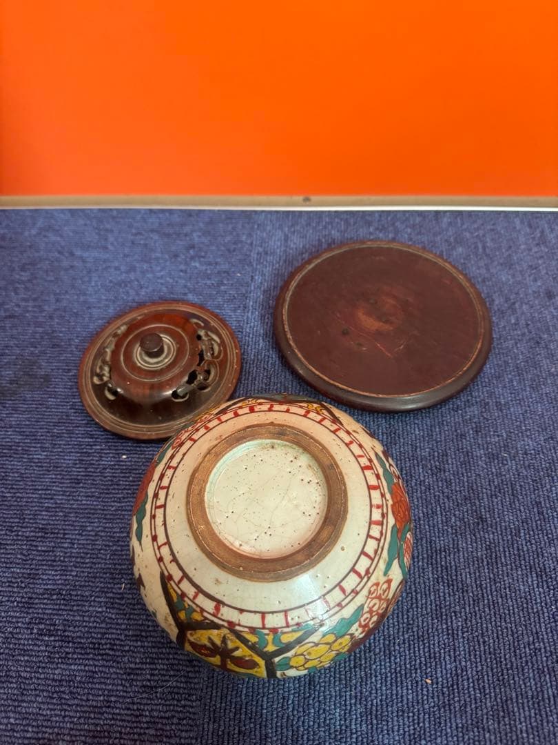 1678 中国骨董　呉須赤絵　香炉　時代物