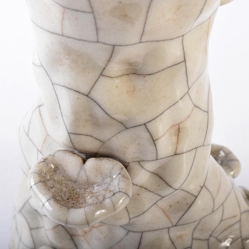 中国　大清乾隆年製款　哥窯　白磁　金糸鉄線　氷裂文　霊芝瓶　M　8061E