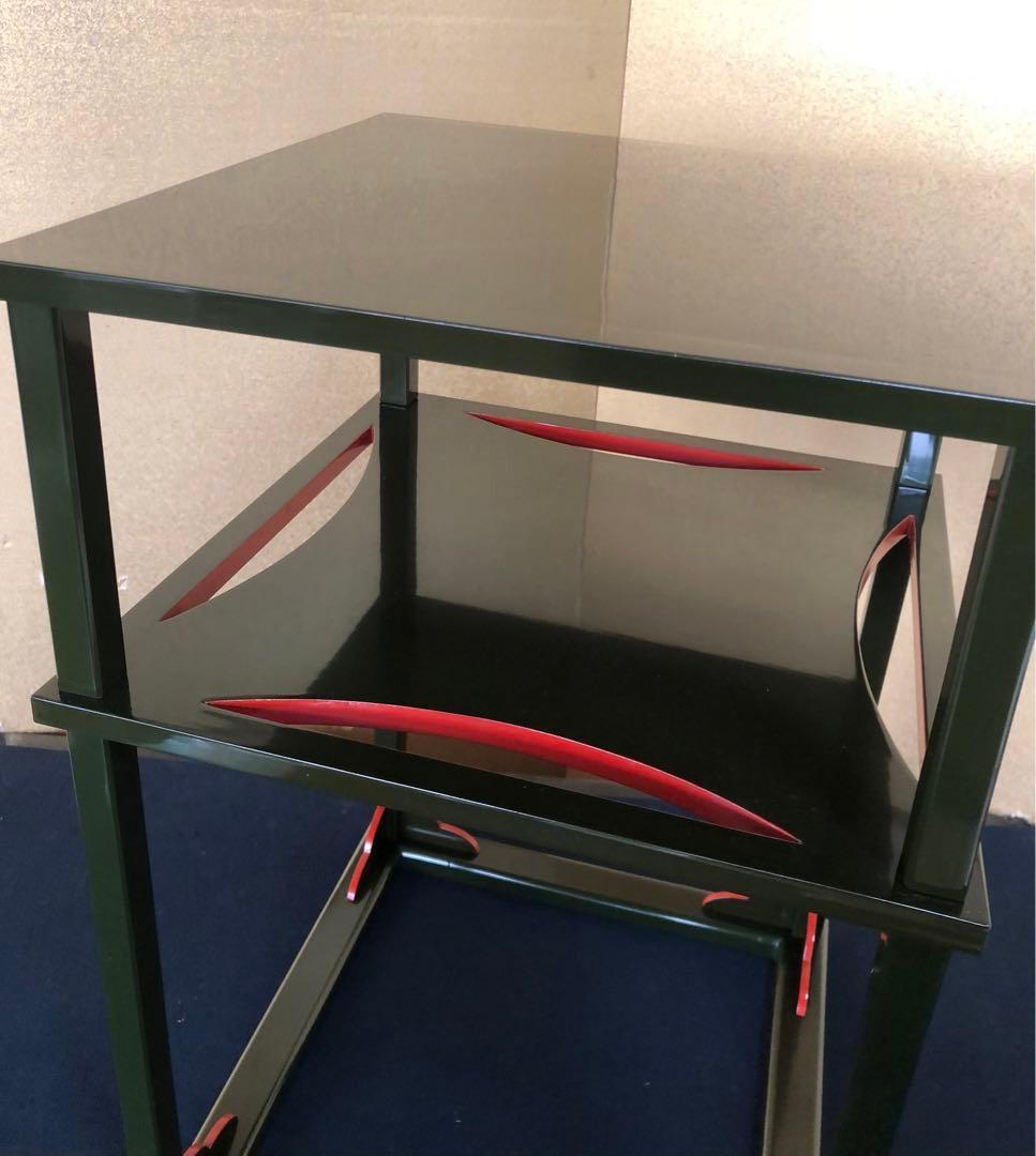 《R》茶道具 青漆 糸巻棚 組立式 塗師 川瀬表完作 共箱　260126く1