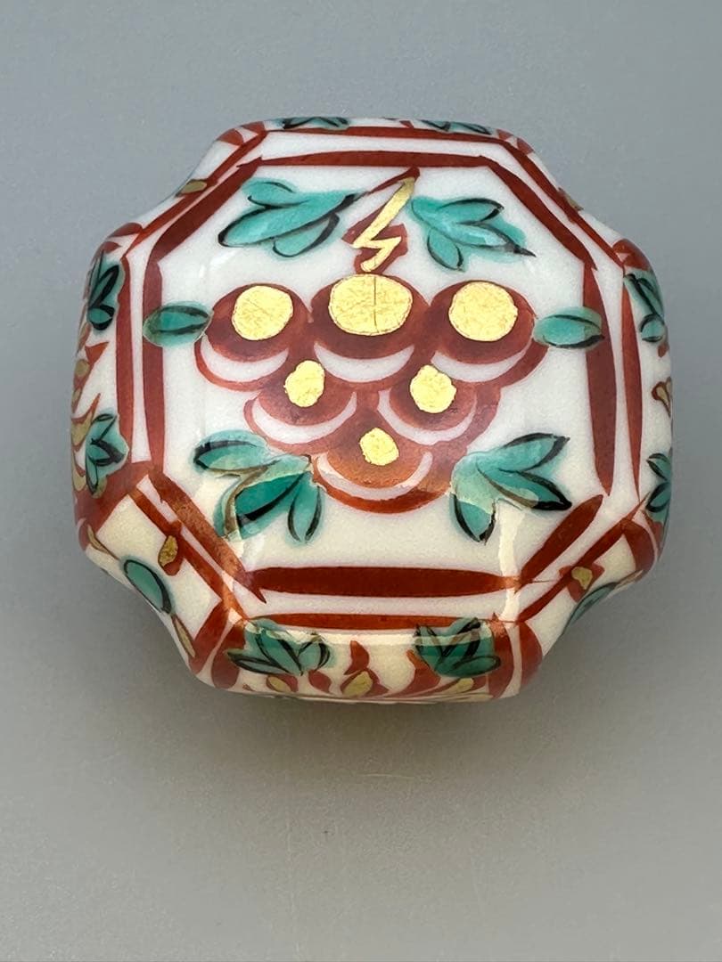 茶道具　香合　真葛香斎　赤絵四入角