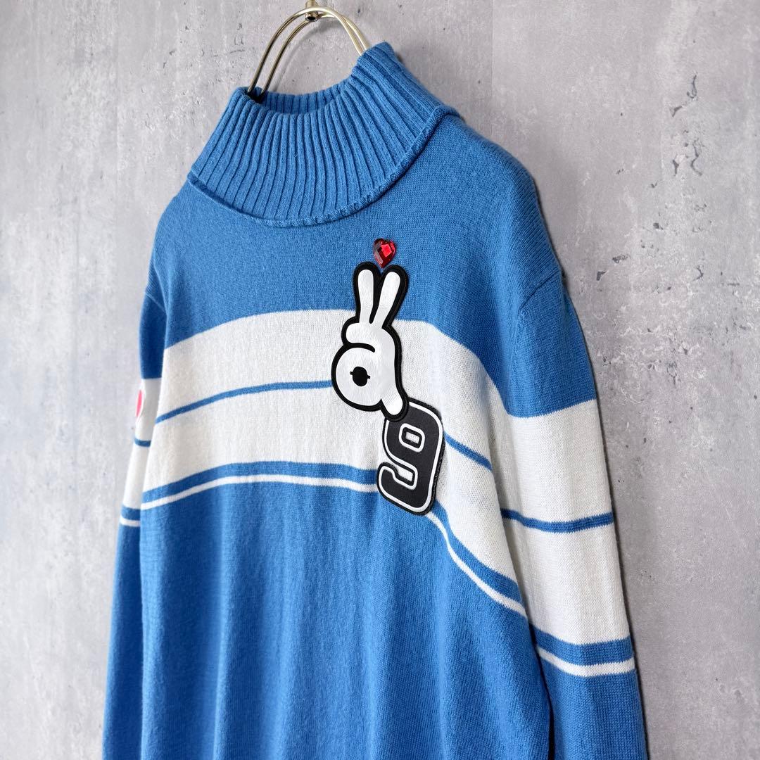 アルチビオ archivio ハイネックセーター ニット カシミア混 ブルー M