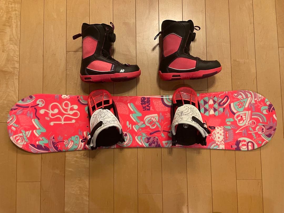 K2 スノーボード3点セット　ピンク/ホワイト