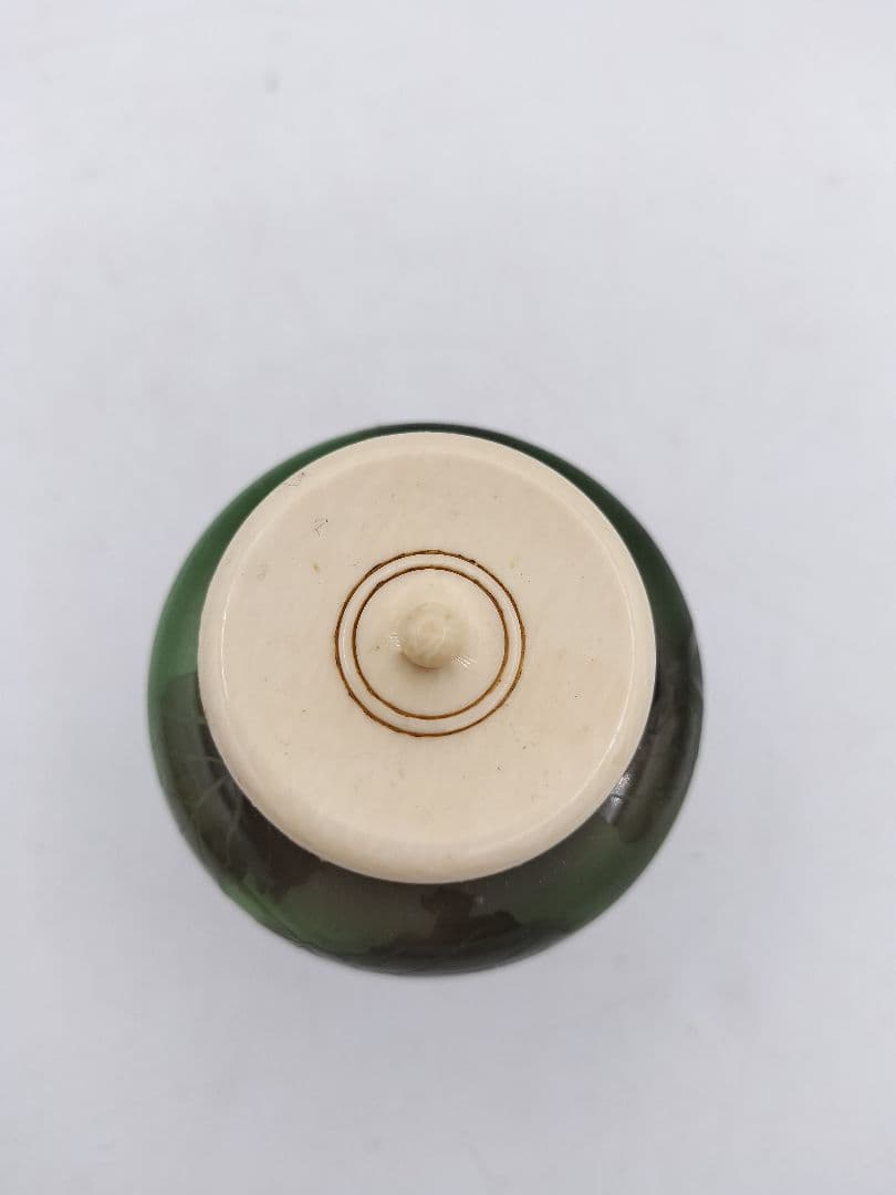 c208 茶入 ぎやまん 葡萄 北一硝子 共蓋 牙蓋付 木箱 茶道具 古物