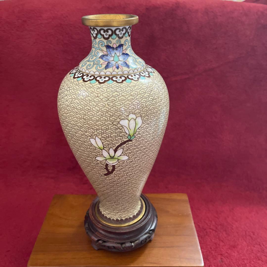 中国琺瑯花図紋瓶 （銅）