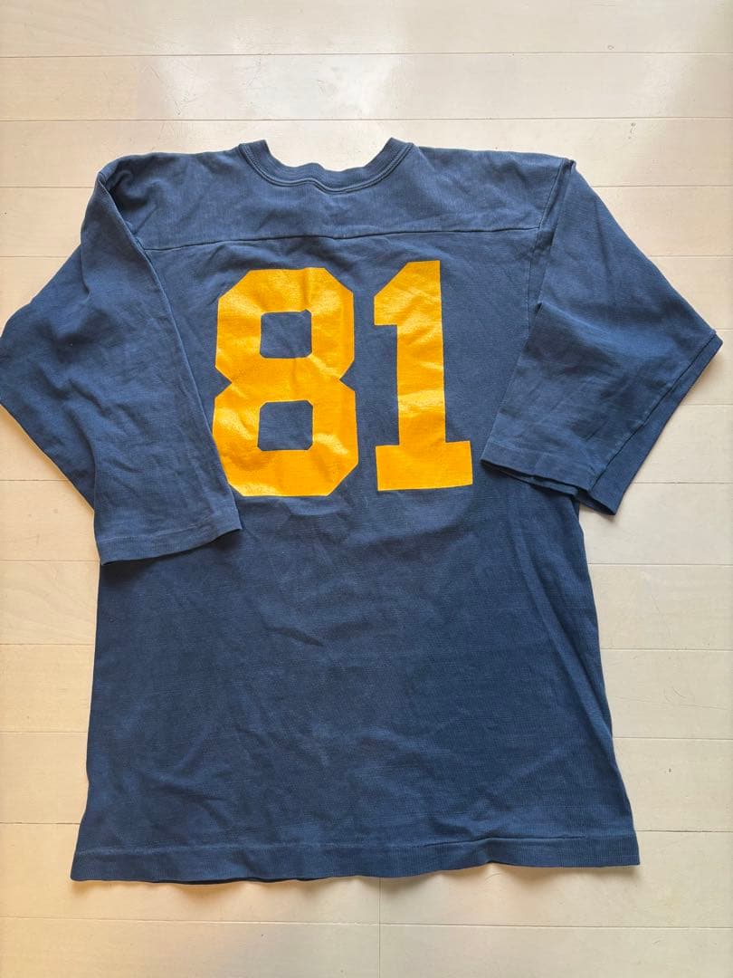 80s チャンピオン　NORTE DAME フットボール　シャツ　7部丈　ナス紺