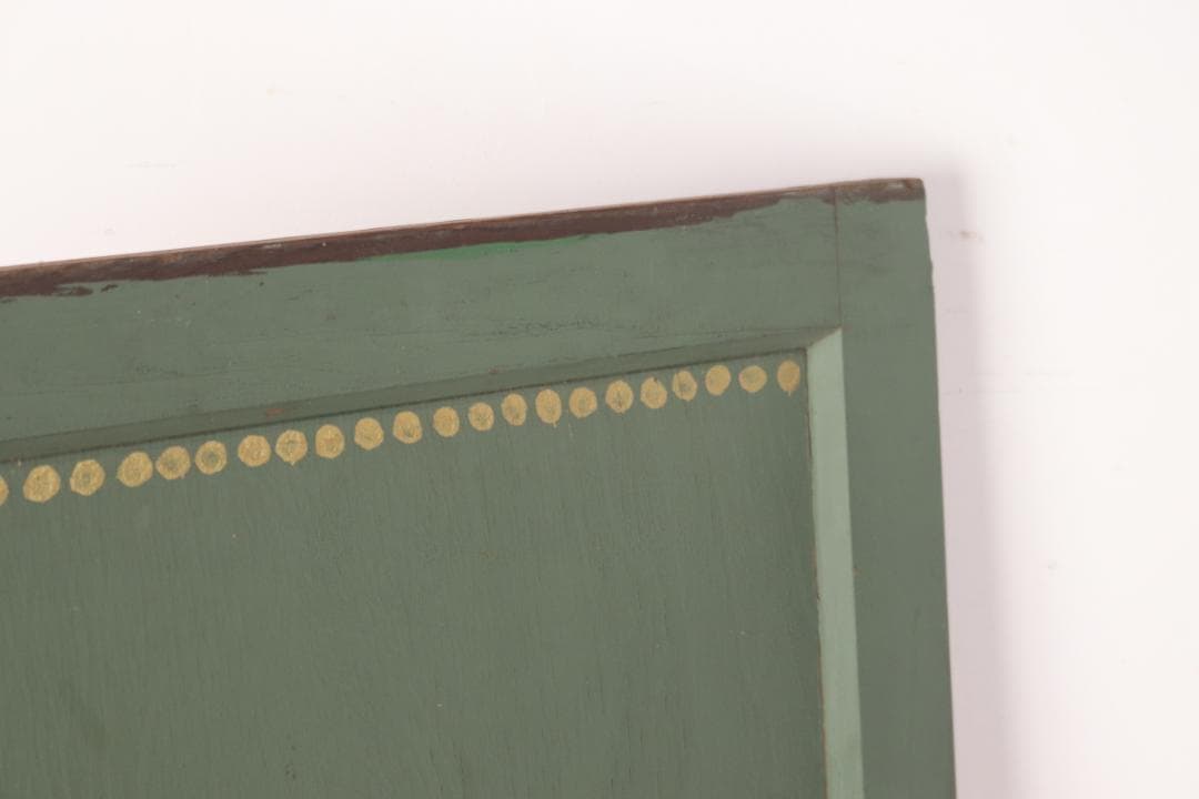 レトロ 建具 扉 引き戸 ドア ペイント 緑 花柄 木製 ヴィンテージ 2