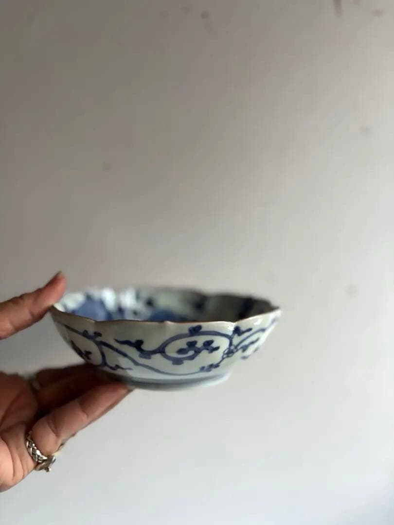 【なおなお様リクエスト】784 骨董 古伊万里 芙蓉手輪花なます皿 3枚おまとめ