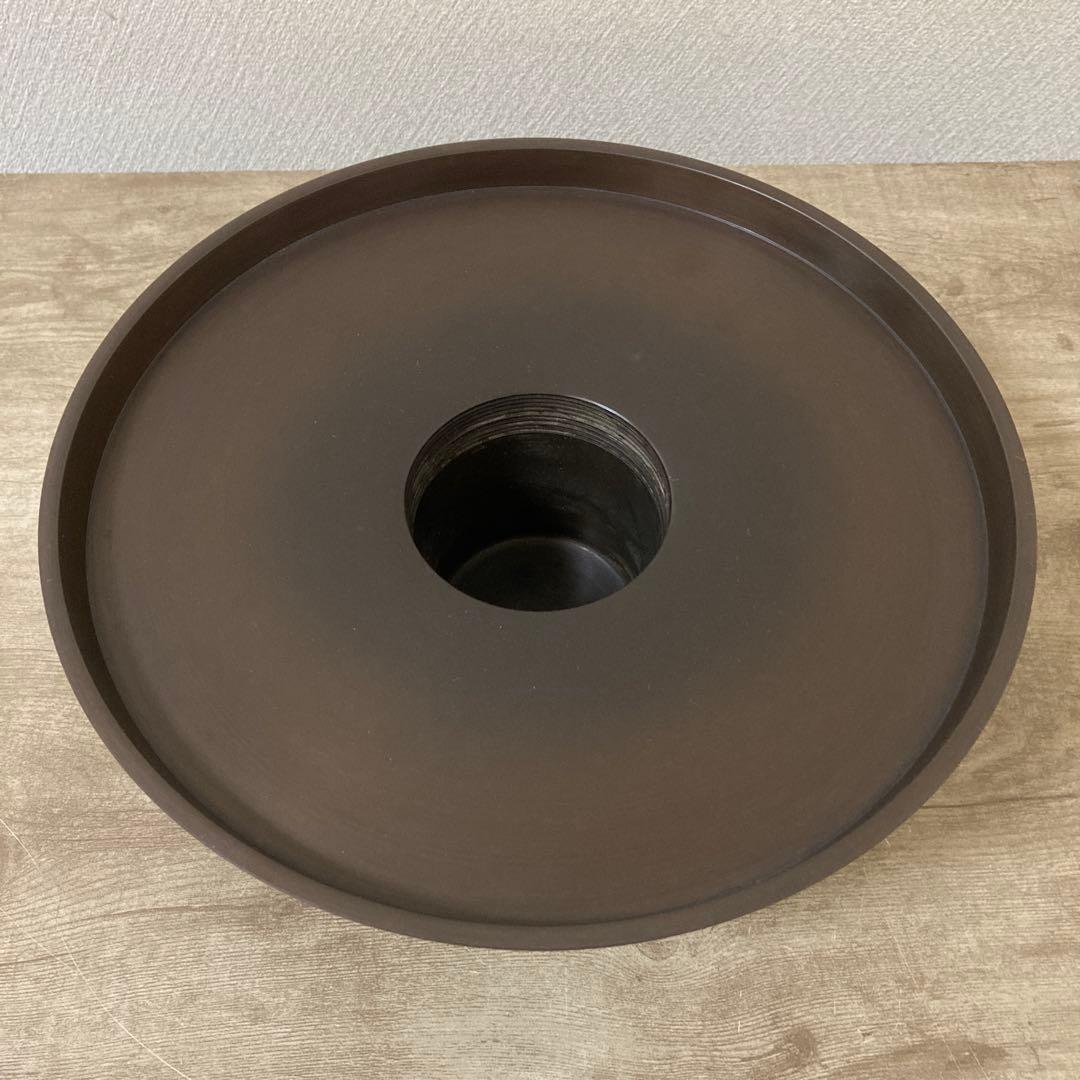 高岡銅器　薄端　中光　花器　茶道具　透かし彫り　ビンテージ〈検 池坊　華道いけ花