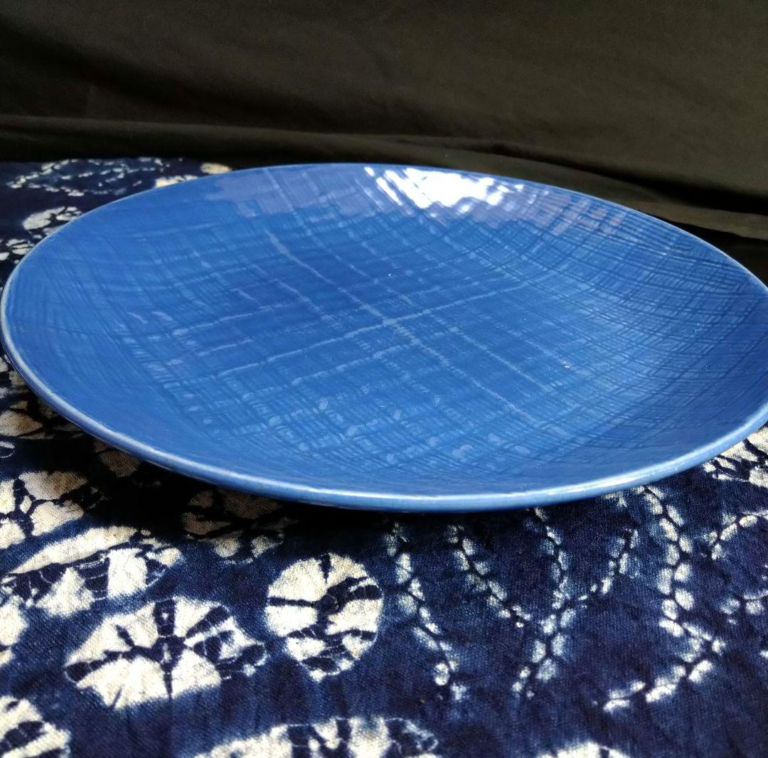 ♣アンティーク・ヴィンテージ品【染付祥瑞】網柄・有田焼⬛バイオレットブルー大皿