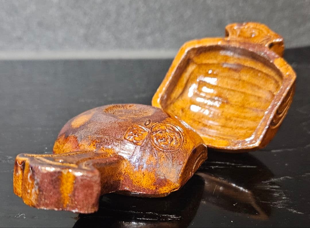 大樋焼　大樋印　褐釉　飴釉　小鎚に鼠　香合　茶道具　茶器　香道具　吉祥　縁起物