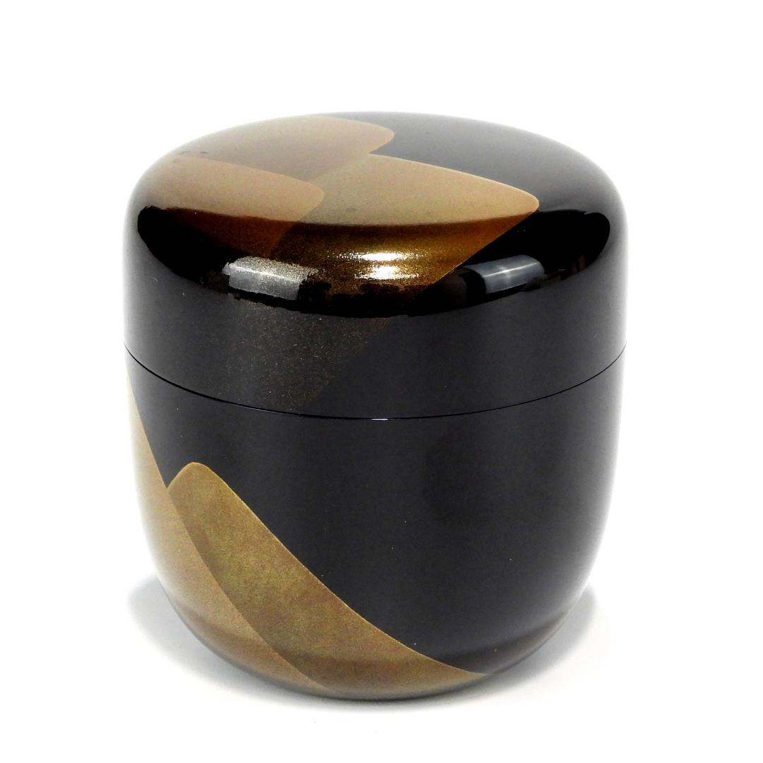 茶道具　棗　中棗　黒塗　遠山蒔絵　桐箱