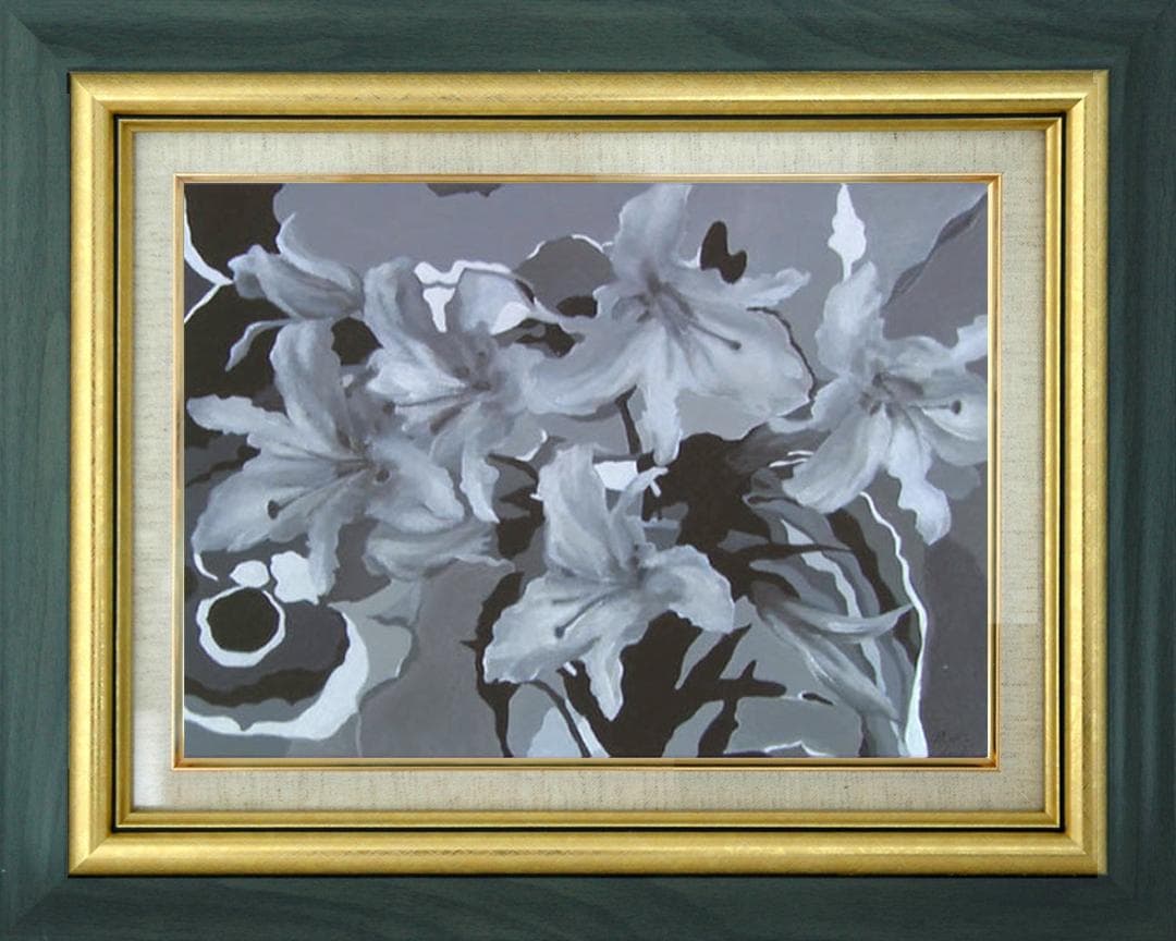 油絵 菅家令子 絵 絵画 インテリア 額付(白) uF6-070101 花