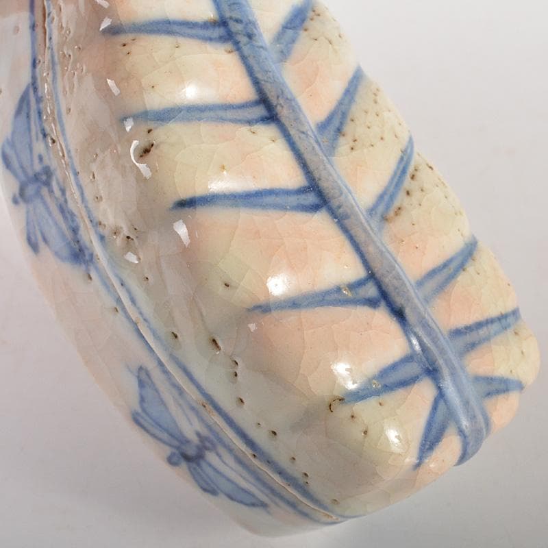 中国　古染付　一葉香合　時代箱　M　R7144