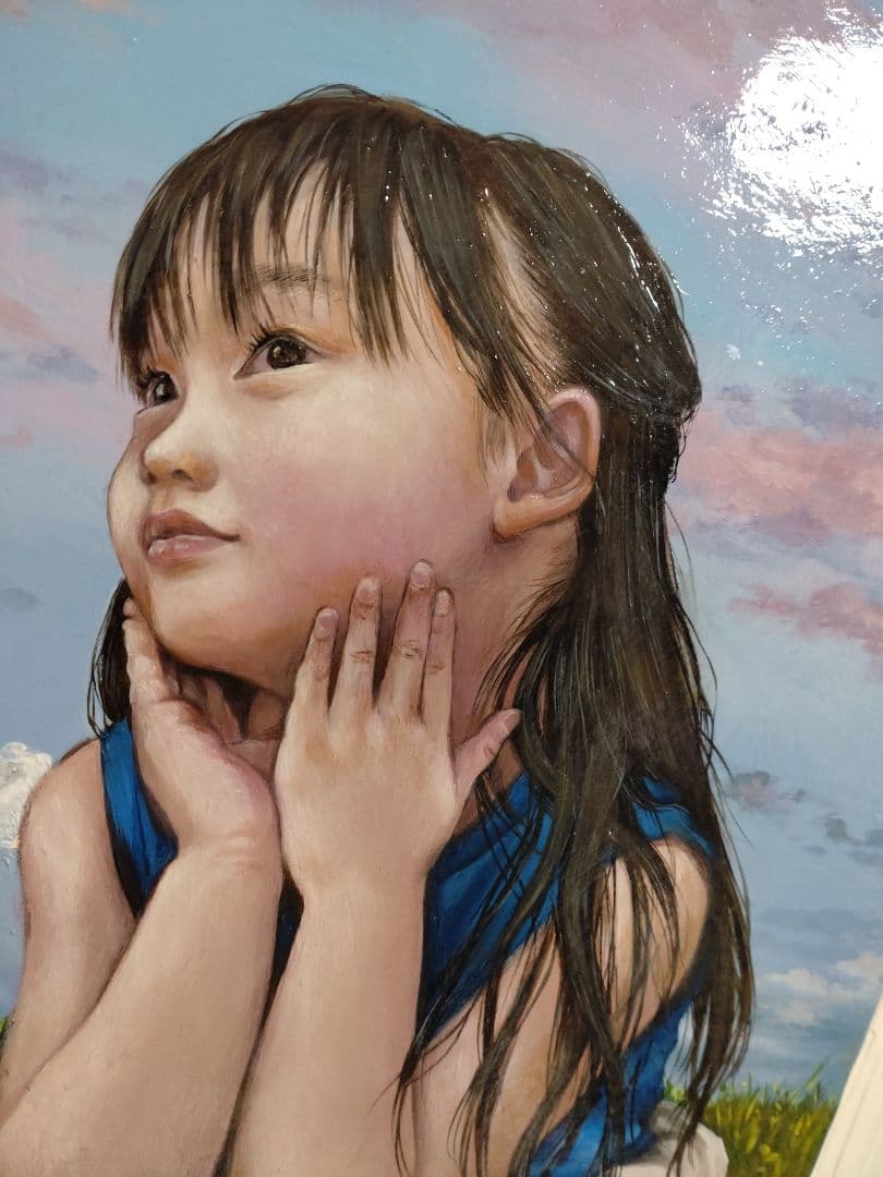 油絵◆超写実絵画【夕刻の夢】1点物の原画/真作/作者サイン入り/F4号キャンバス