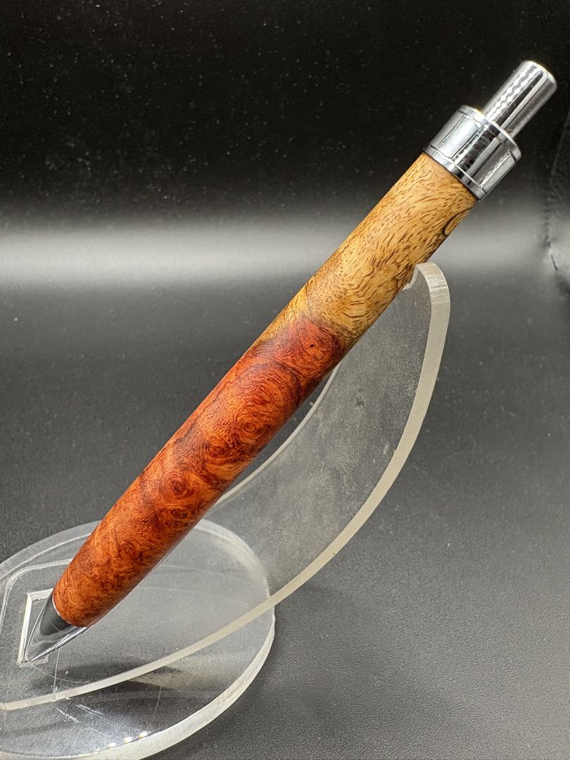 556特上　本花梨　紅白　瘤杢　木軸シャーペン　ボールペン