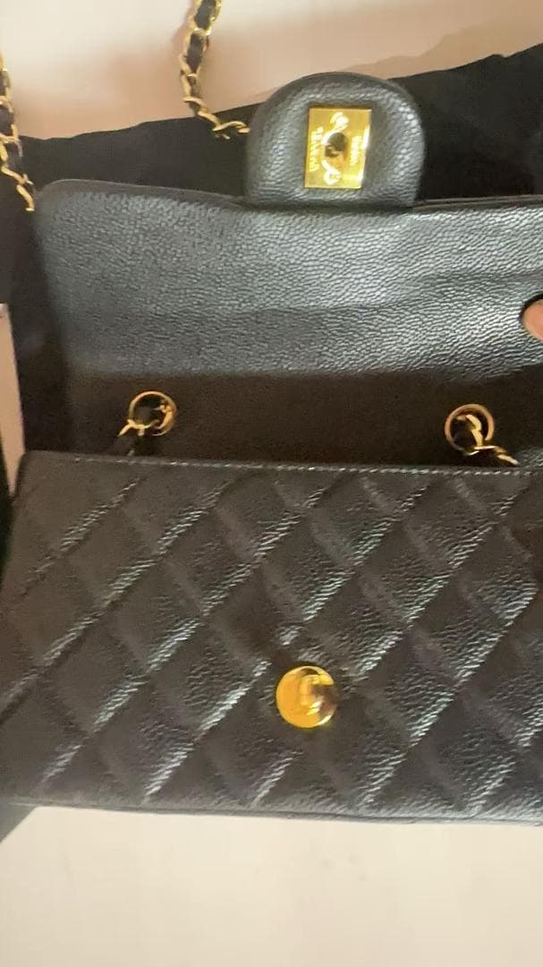 ブラックレザー ショルダーバッグ CF 20*12*6CM