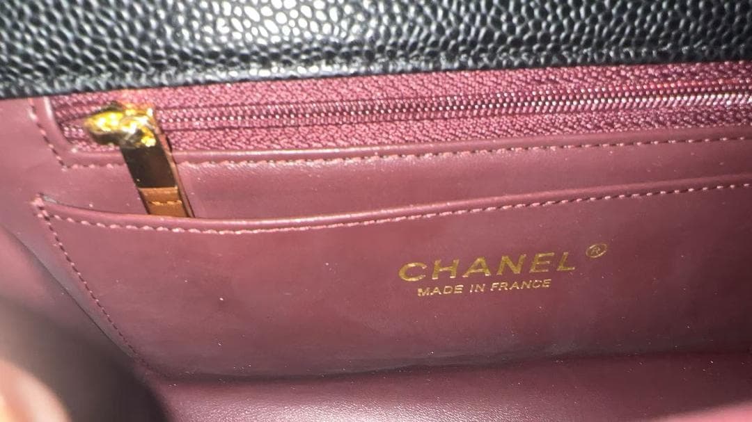 ブラックレザー ショルダーバッグ CF 20*12*6CM