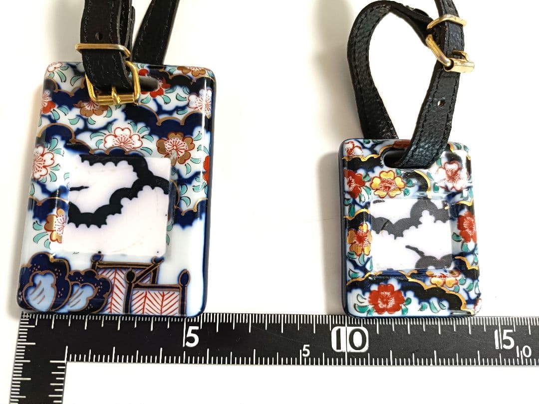 有田焼　ゴルフバッグ　ネームプレート　名札　染付古伊万里桜角型