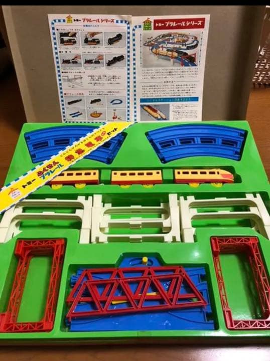 プラレール 　前スイッチ　レトロ　ふくせんプラレール 特急電車 高架つきセット