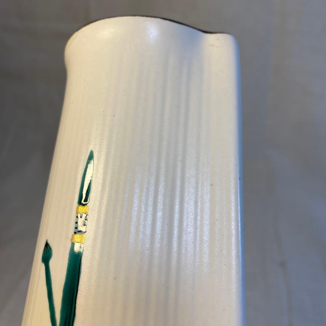 九谷焼　花器　花挿　花瓶　九谷庄三洞　武腰昭一郎　白③