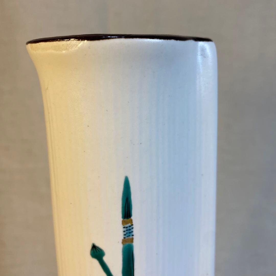 九谷焼　花器　花挿　花瓶　九谷庄三洞　武腰昭一郎　白③