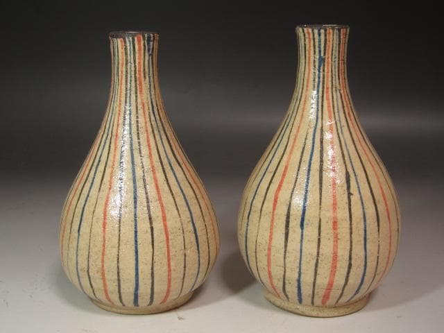 【セール】☆　北大路魯山人　麦藁手徳利　二客　視覚でも楽しめる一品です☆y391