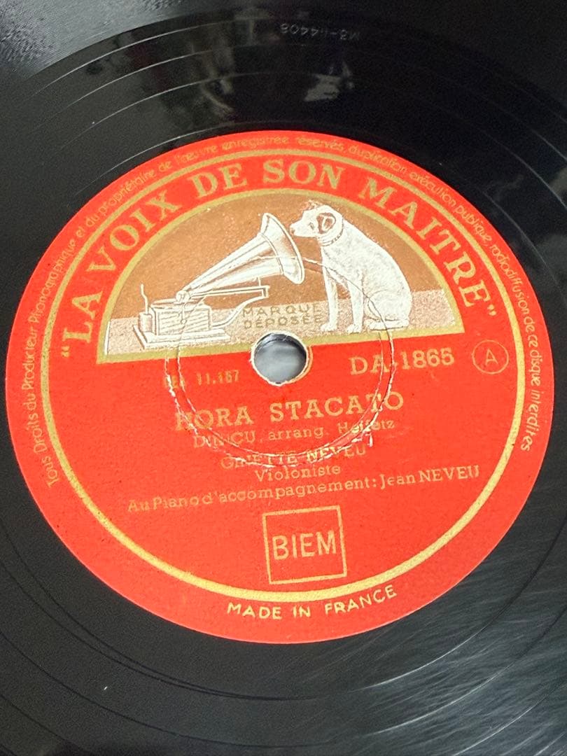 SP10in仏両面盤HMV HORASTACATO他ジネット・ヌヴーVIOLIN