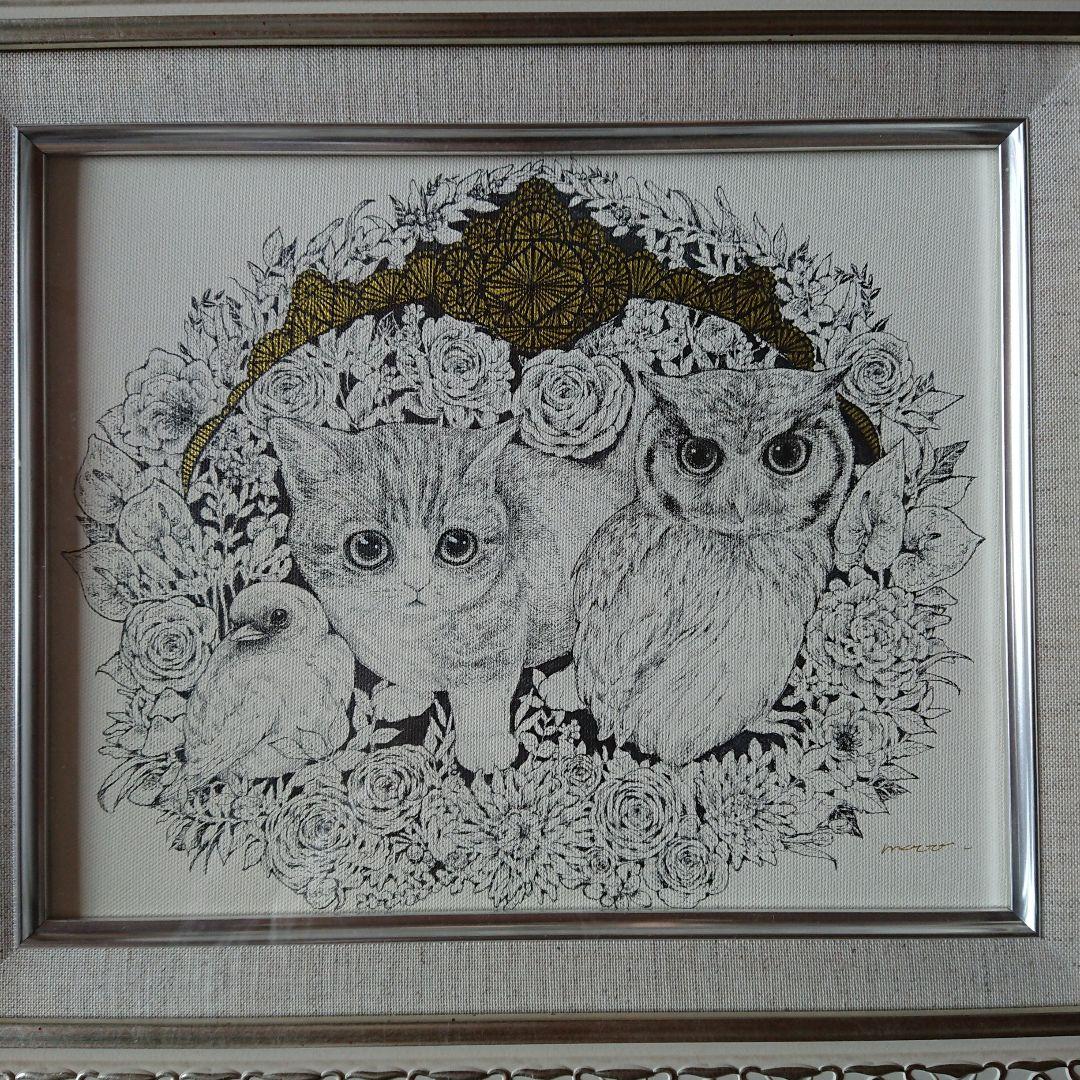 maoo maya sawatari 子猫 ミミズク 小鳥 原画 直筆 サイン入