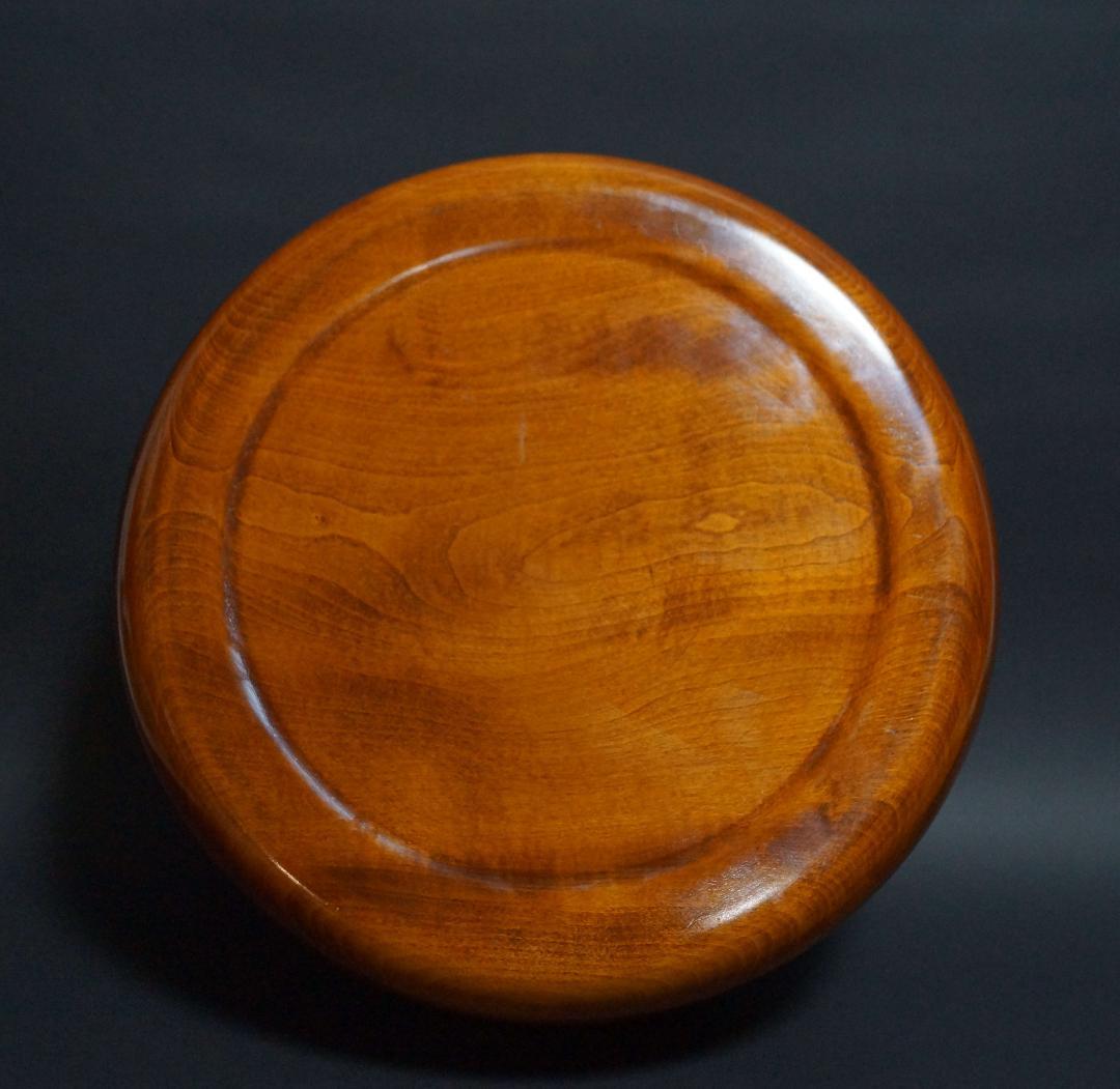 煎茶道具 烏城彫 栃材 細工彫り『牡丹文』刳り貫き大型茶櫃 茶びつ 茶ひつ取込盆