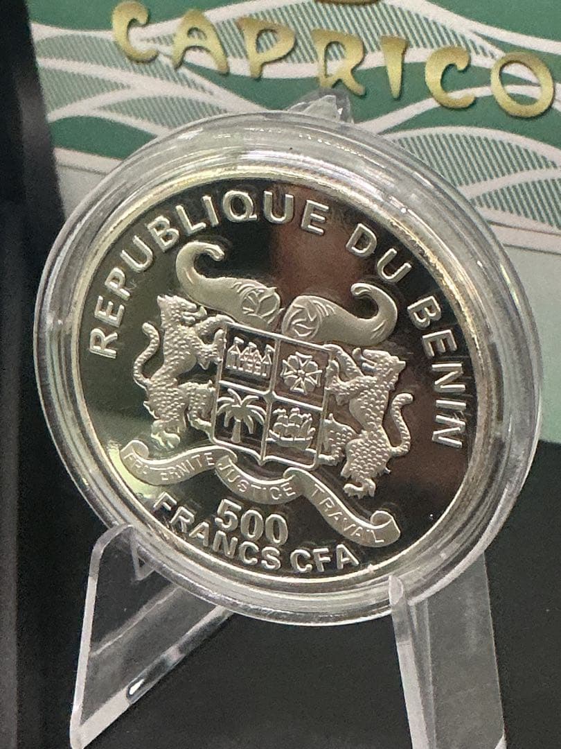 ミュシャ × 黄道十二宮 ― 山羊座、Capricornus　銀メッキ付き白銅貨