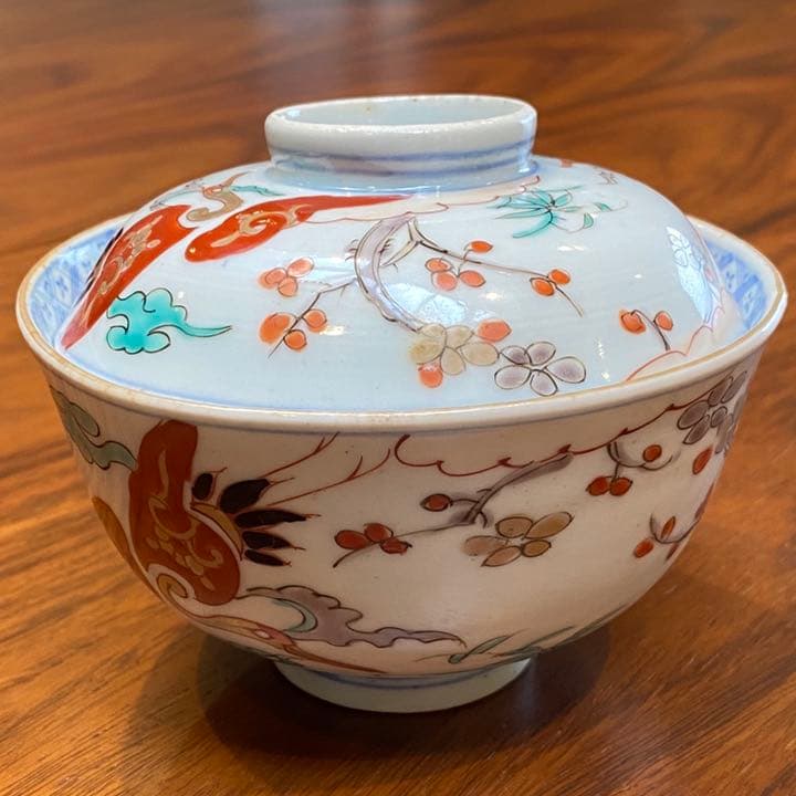 古伊万里　有田金彩上絵彩色飯茶碗蓋付き　 六客揃いと茶碗蓋無し一客