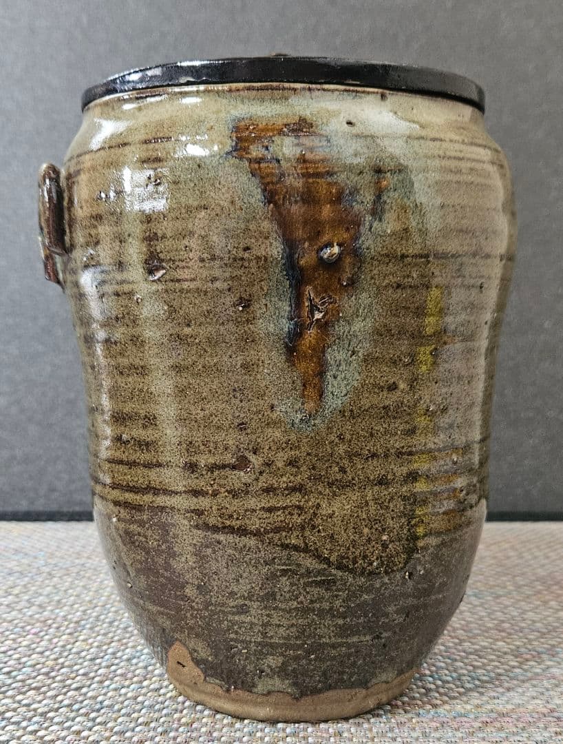 遠州七窯　江戸時代　古高取　高取焼　窯変 水指　木製蓋　江戸伝世時代箱附　茶道具