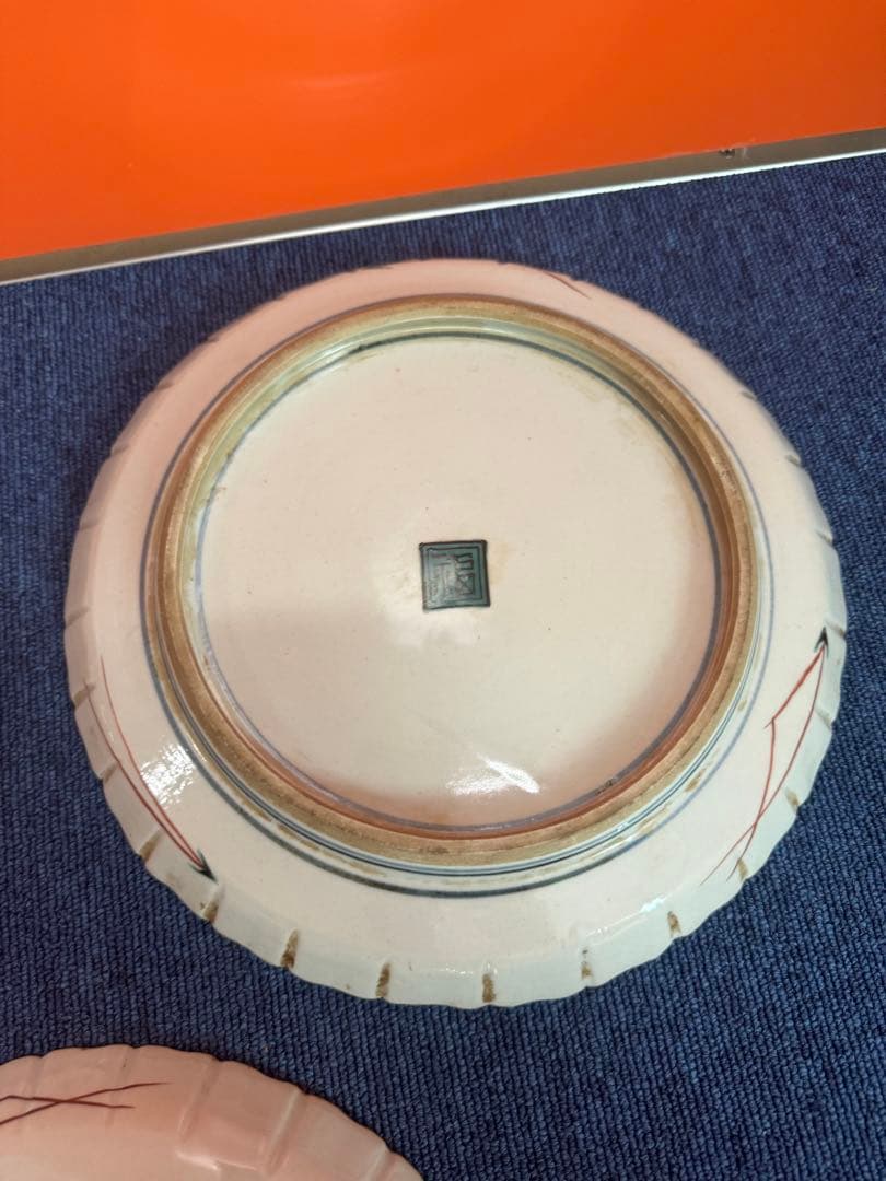 1832  古九谷焼　角福　花鳥皿　3客　25cm 時代物