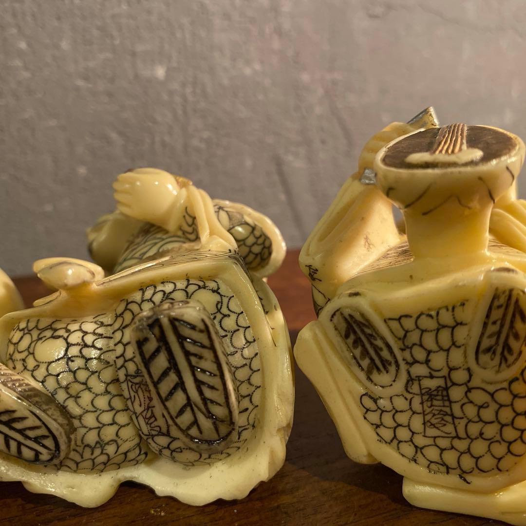 骨董品 和彫七福神 置物 置根付 オブジェ 置物 コレクション 雅俊 在銘