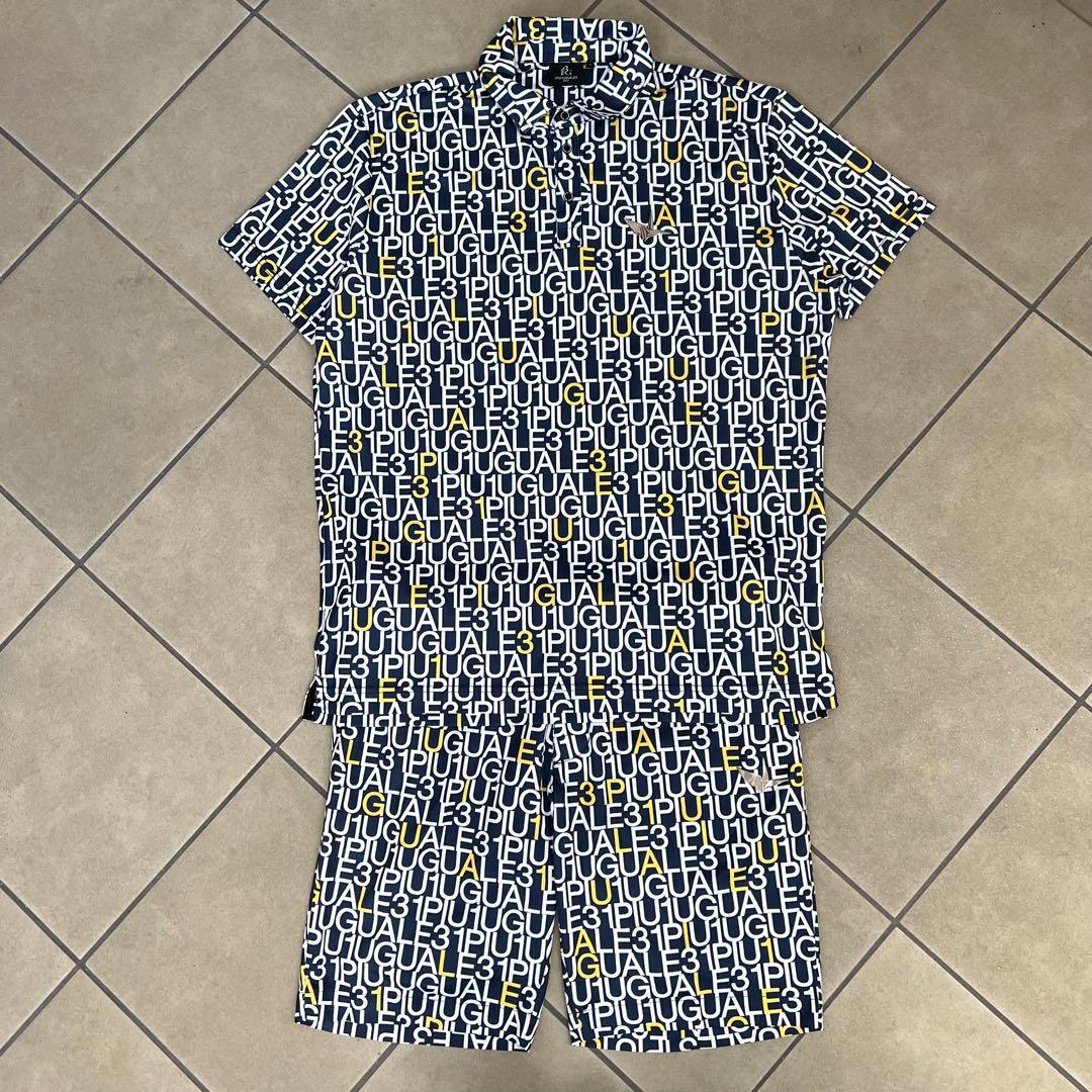 1piu1uguale3GOLF セットアップ　総柄　メンズ　ポロシャツ　パンツ