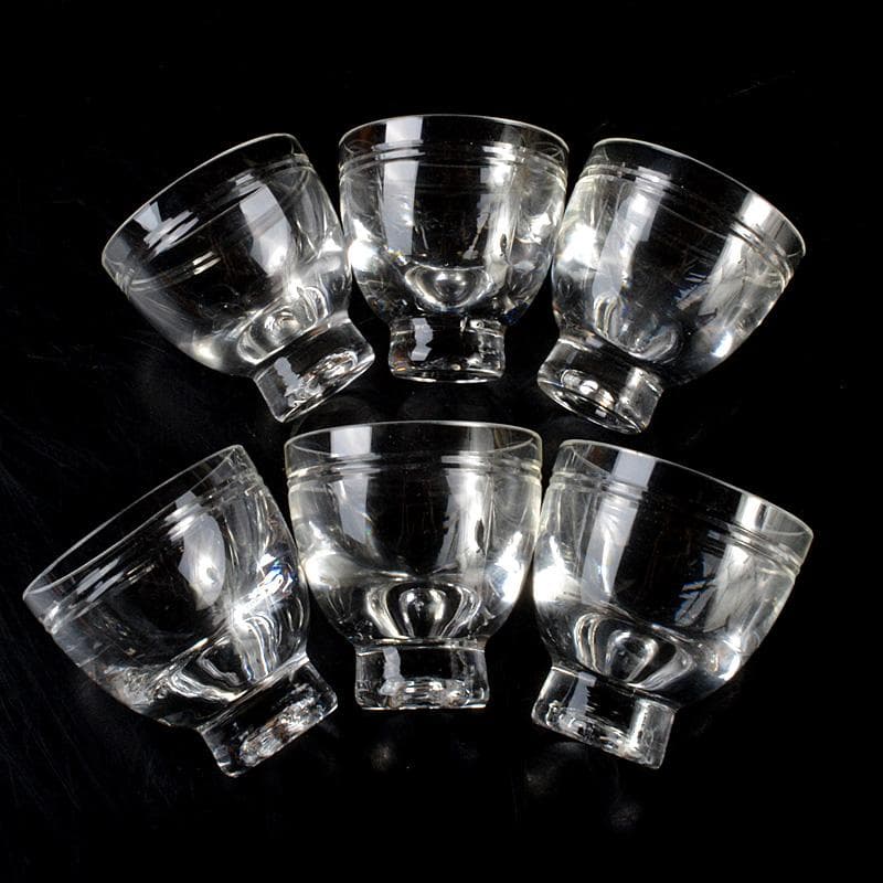 クリスタルガラス　冷酒グラス　酒杯　煎茶器　6客　桐箱付　V　6238