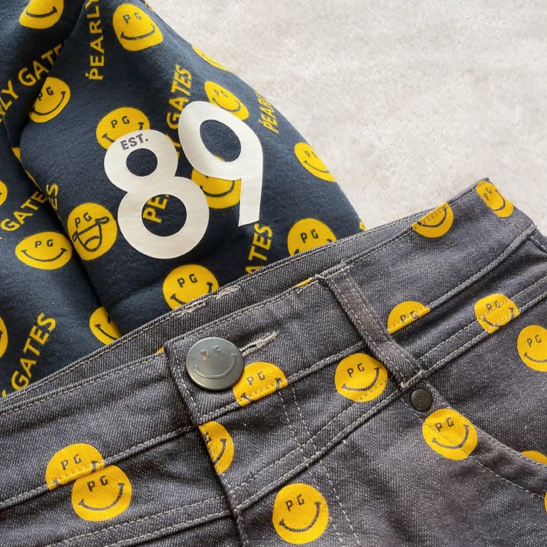 美品　パーリーゲイツ　セットアップ　にこ　スマイル　パーカー　スカート　デニム