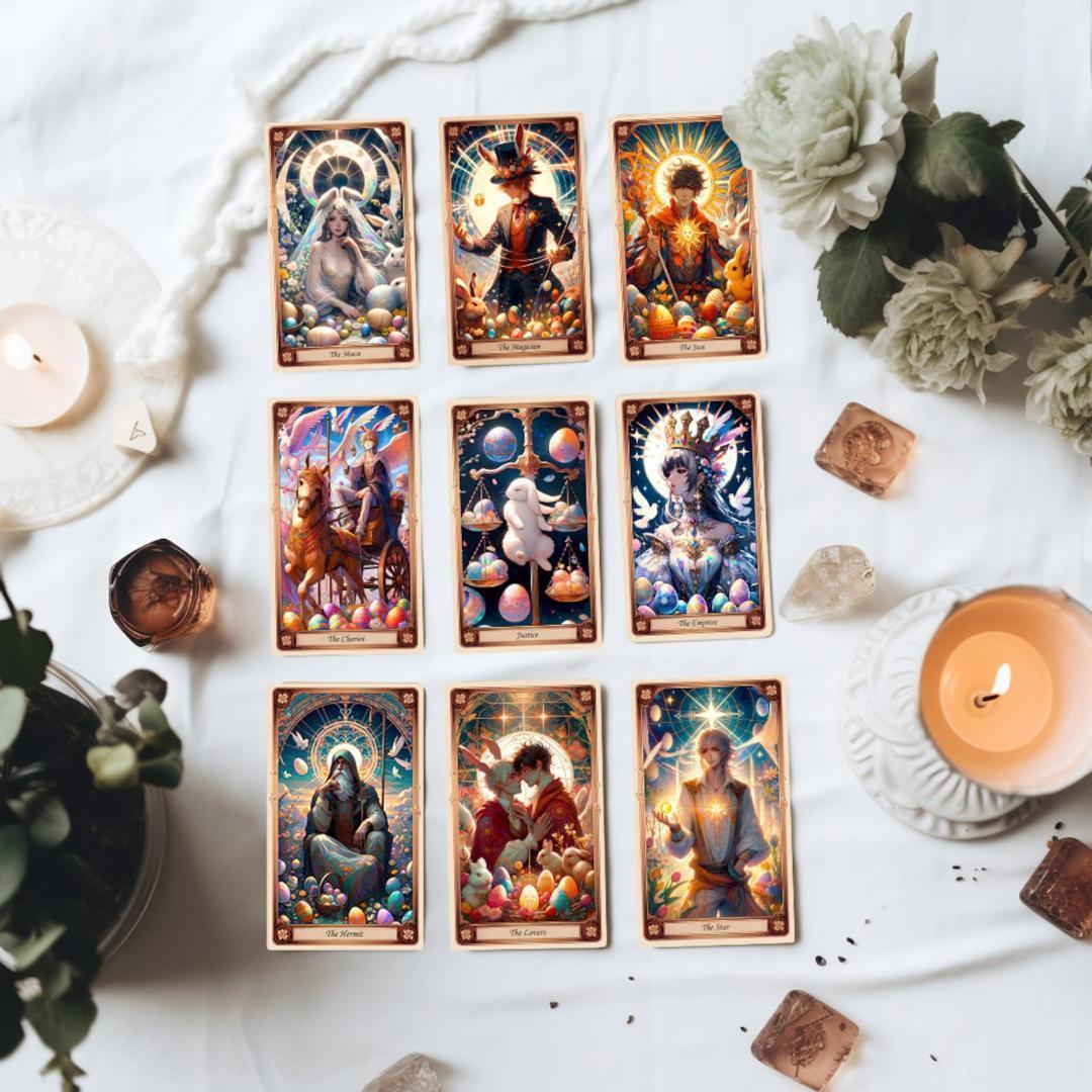 【正規品タロットカード】入手困難なデッキ✨うさぎ＆カラフル卵 イースタータロット