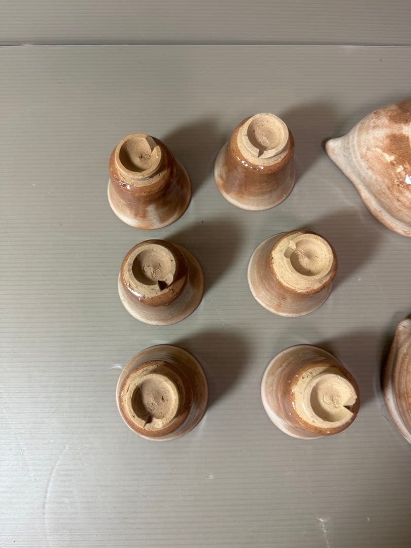 2865 萩焼　茶器セット　宝瓶1客　湯冷し1客　湯呑6客　未使用