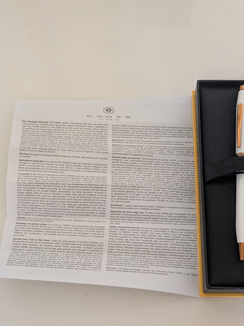 新品 未使用 CROSS クロスボールペン ゴールド ホワイト 箱入り説明書付き