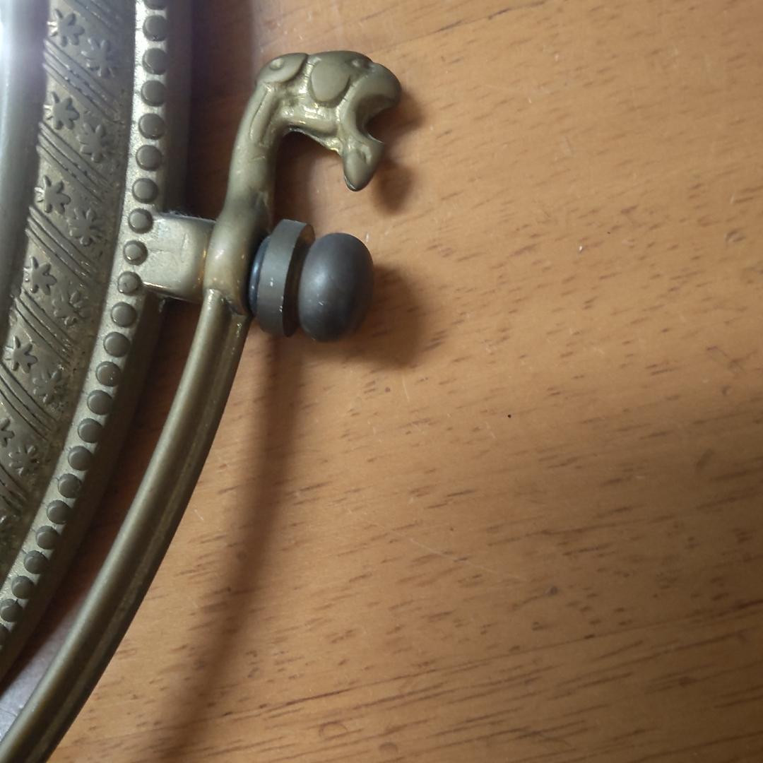 アンティーク仕上げ　鏡 ミラー スタンドミラー 卓上ミラー 卓上鏡 真鍮　ゴール