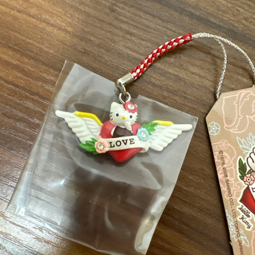 【未開封・送料無料】キティちゃん 根付け 2008 タトゥーKT LOVE 羽