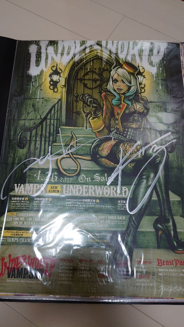 証明書付 正規当選品 VAMPS 直筆サイン UNDERWORLD 告知ポスター