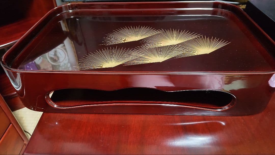 天然木加工品　輪島型〜四揃溜沈金京松