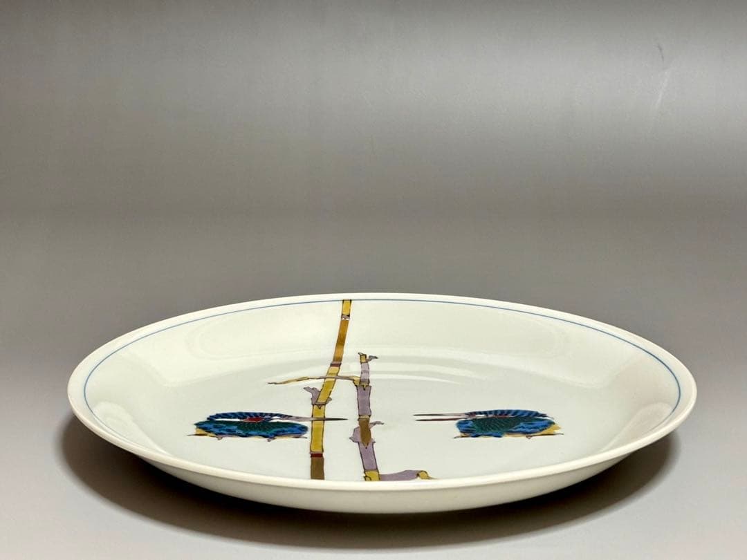 九谷焼　翡翠文皿　武腰潤　　径27.8cm！