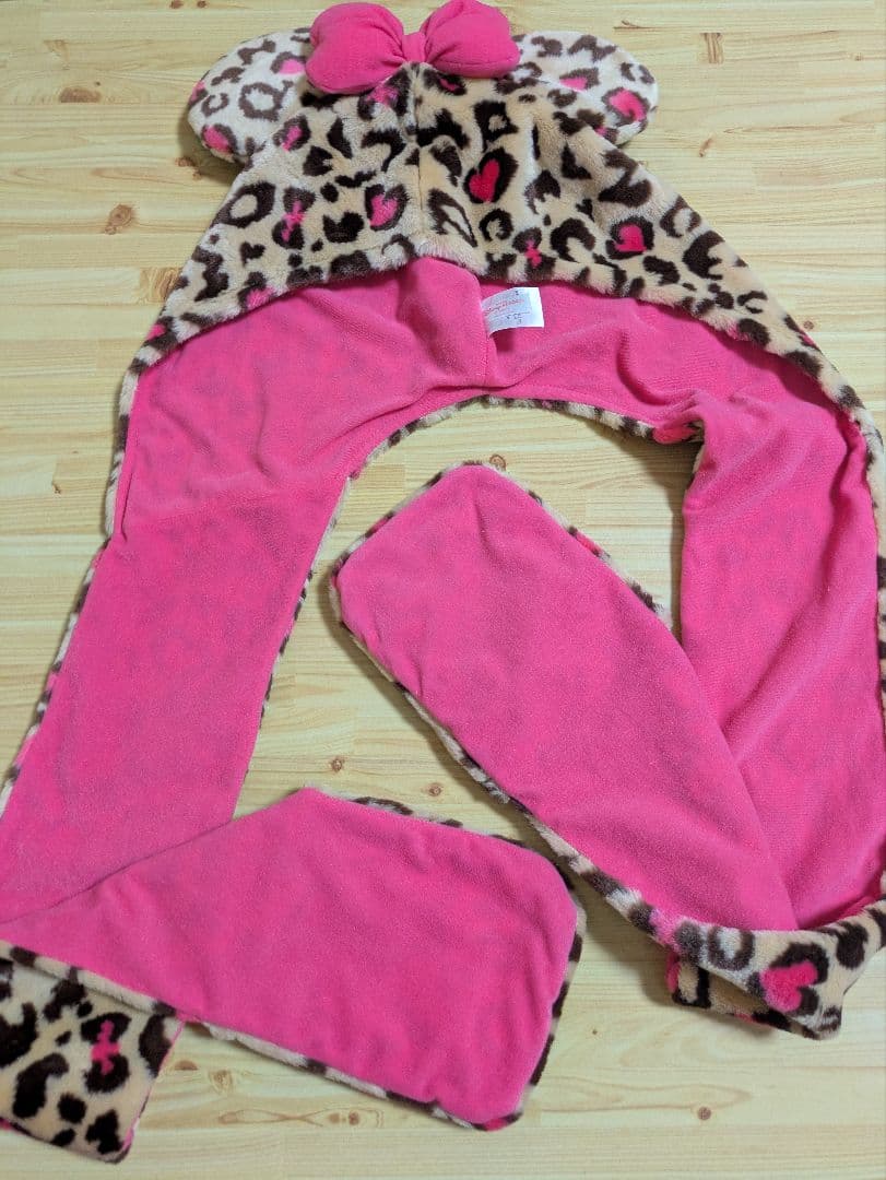 ディズニー ミニーちゃん ヒョウ柄 マフラーキャップ ファンキャップ