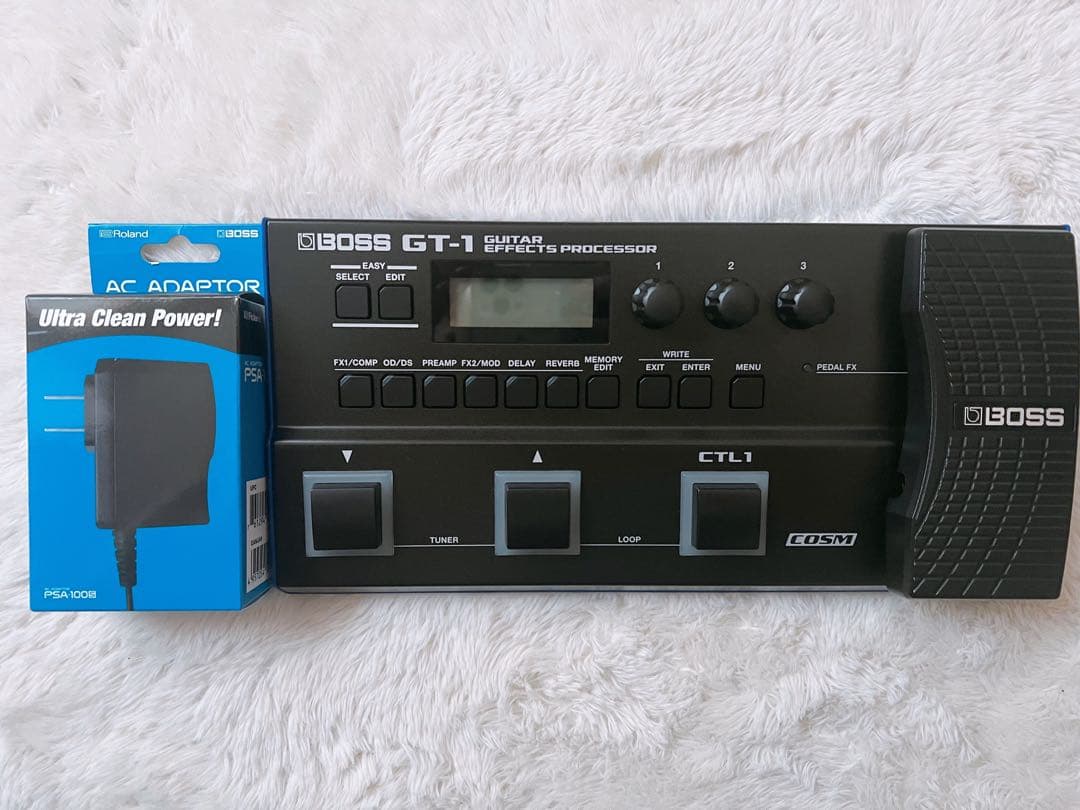 BOSS GT-1エフェクター、純正ACアダプター PSA-100 セット