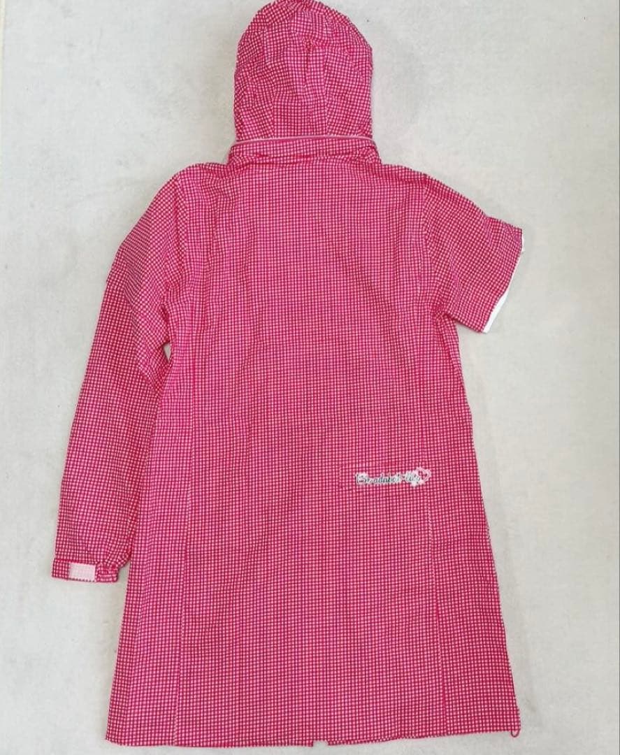 新品　近年　アダバット　2WAY レインワンピース　ピンク チェック　フード