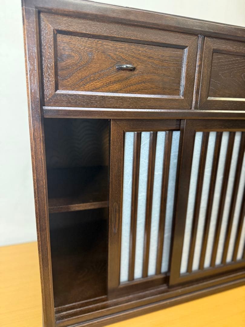 【引取り可】サイドボード 木製 キャビネット 和風 チェスト 無垢 完成品